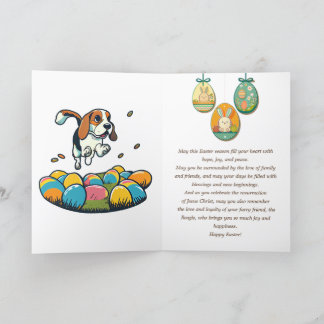 Cute Beagle Påskhare Önskemål Tack Kort