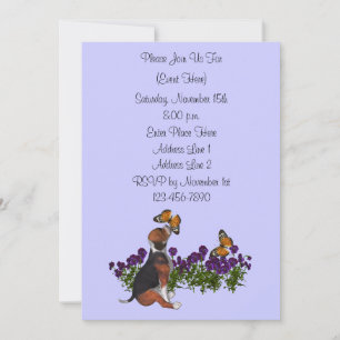 Cute Beagle Puppy Butterflies Party Inbjudningar