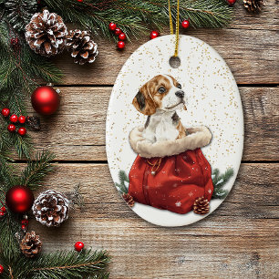 Cute Beagle Puppy Hund julklapp Julgransprydnad Keramik