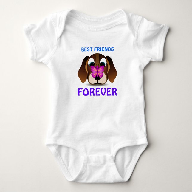 Cute Beagle Puppy Hund och Butterfly Best Friends Tee (Framsida)