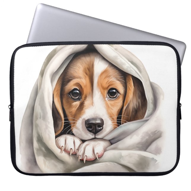 CUTE BEAGLE PUPPY IN BLANKET LAPTOP FODRAL (Framsidan)