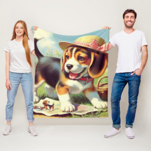 Cute Beagle Puppy-målning Fleecefilt
