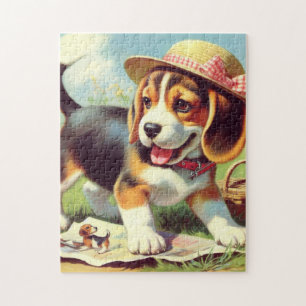 Cute Beagle Puppy-målning Pussel
