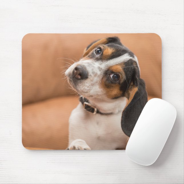 Cute Beagle Puppy Quizical look Mousepad Musmatta (Med mus)