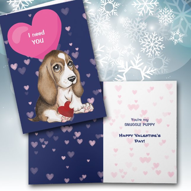 Cute Beagle Puppy Valentine Helgkort (Skapare uppladdad)