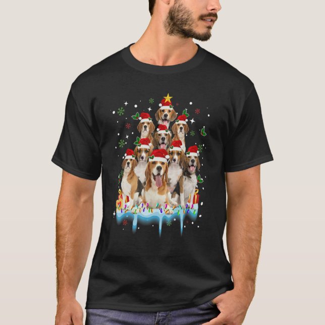 Cute Beagle Santa Dog  Merry Christmas Xmas T Shirt (Framsida)