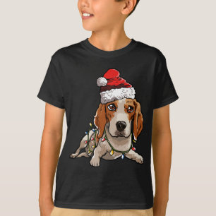 Cute Beagle Santa Julgran Ljus Julafton T Shirt