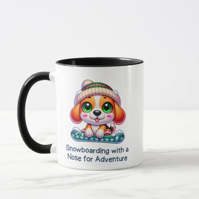 Cute Beagle Snowboard Winter Sports Mugg (Vänster)