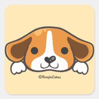 Cute Beagle Sticker Fyrkantigt Klistermärke