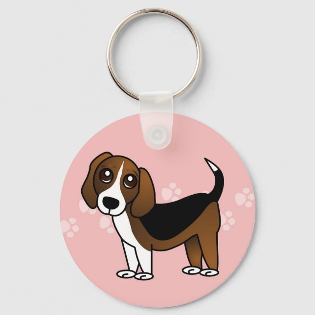 Cute Beagle Tecknad hund Nyckelring (Framsida)