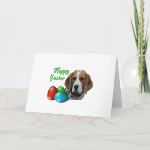 Cute Beagle Tri Färgad som firar Glad påsk Kort