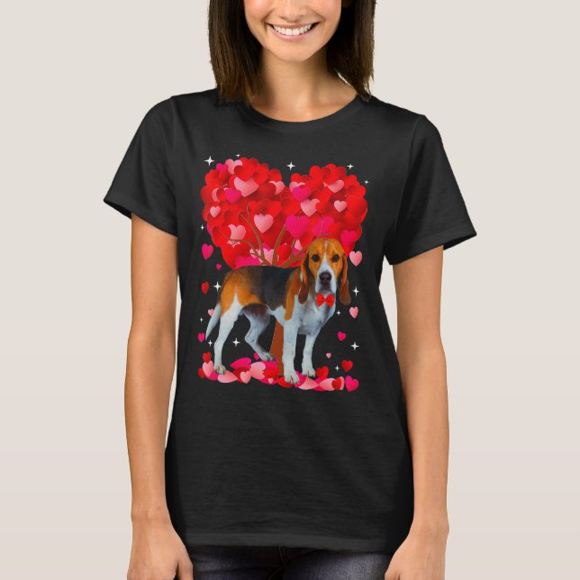 Cute Beagle Valentines day Heart Puppy Älskare T Shirt (Framsida)