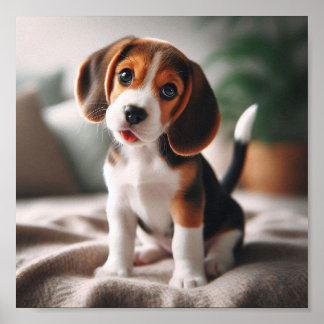 Cute beagle-valp poster