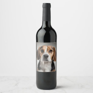 Cute Beagle Vinflaska Etikett