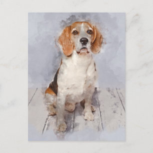 Cute Beagle Watercolor Porträtt Vykort