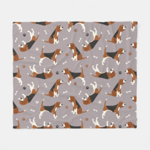 Cute Beagles Tass och Bones Grått Fleecefilt