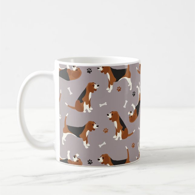 Cute Beagles Tass och Bones Grått Kaffemugg (Vänster)