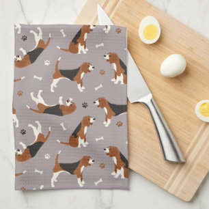 Cute Beagles Tass och Bones Grått Kökshandduk