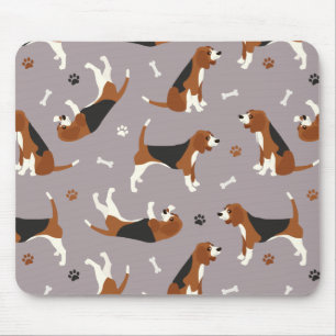 Cute Beagles Tass och Bones Grått Musmatta