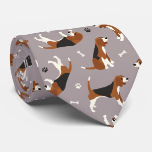 Cute Beagles Tassar och Bones Grått Slips