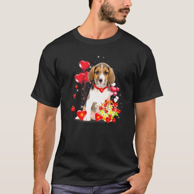 Cute Beagles Valentines day Hund Valentine T Shirt (Framsida)