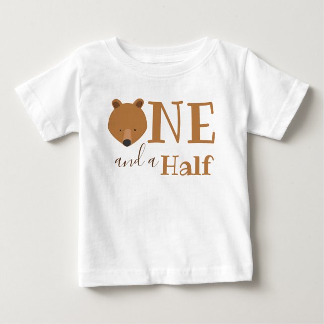 Cute Bear 18 månader En och en halv födelsedag T Shirt (Framsida)