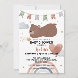 Cute BEAR African American-pojkar babydusch Inbjudningar