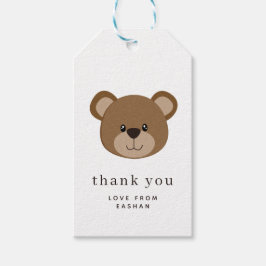 Cute Bear Ansikte | 1:a födelsedag Tack Presentetikett
