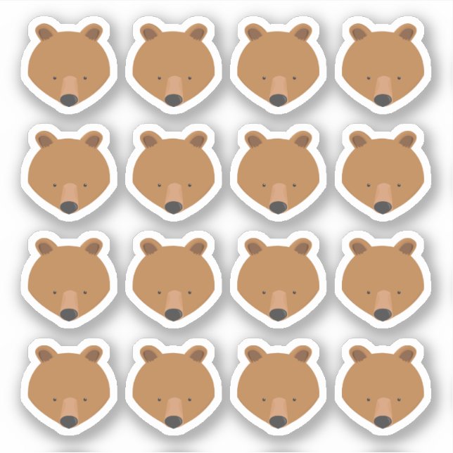 Cute Bear Ansikte Animal Klistermärken (Framsida)