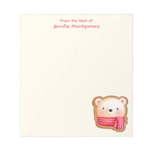 Cute Bear Ansikte i en Red Scarf-julkaka Anteckningsblock