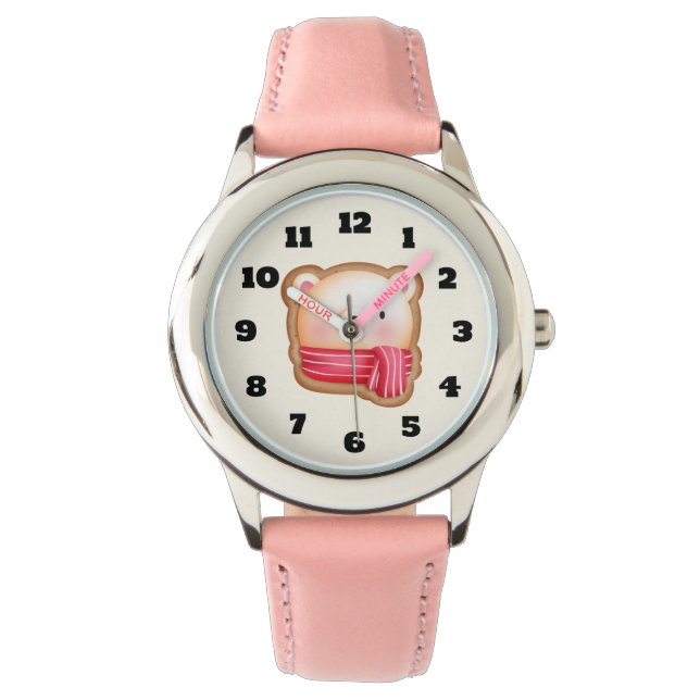 Cute Bear Ansikte i en Red Scarf-julkaka Armbandsur (Framsida)