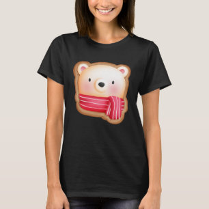Cute Bear Ansikte i en Red Scarf-julkaka T Shirt