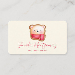 Cute Bear Ansikte i en Red Scarf-julkaka Visitkort