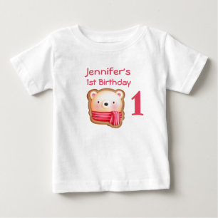 Cute Bear Ansikte i Red Scarf Birthday T Shirt