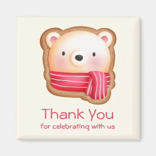 Cute Bear Ansikte i Red Scarf Tack Magnet