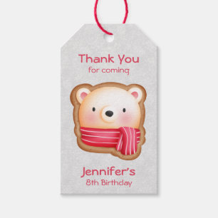 Cute Bear Ansikte med Rosy Cheeks Party Tack Presentetikett