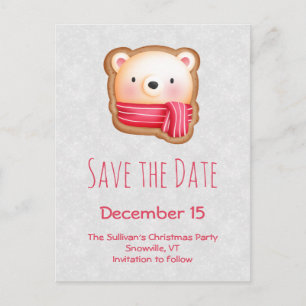 Cute Bear Ansikte med Rosy Cheeks Spara datum Inbjudan Vykort