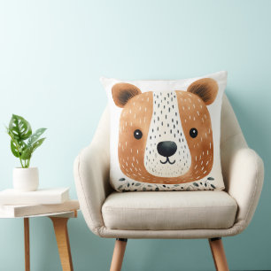 Cute Bear Ansikte Pillow, Kids Room Decor Kudde