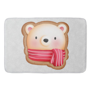 Cute Bear Ansikte Red Scarf & Rosy Cheeks jul Badrumsmatta