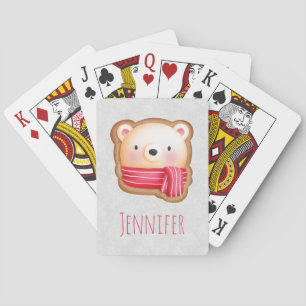 Cute Bear Ansikte Red Scarf & Rosy Cheeks jul Casinokort