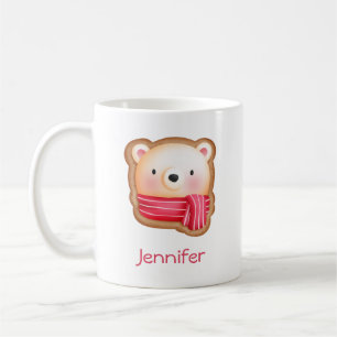 Cute Bear Ansikte Red Scarf & Rosy Cheeks jul Kaffemugg