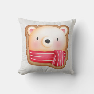 Cute Bear Ansikte Red Scarf & Rosy Cheeks jul Kudde