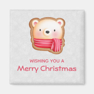 Cute Bear Ansikte Red Scarf & Rosy Cheeks jul Magnet
