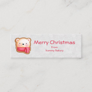 Cute Bear Ansikte Red Scarf & Rosy Cheeks jul Mini Visitkort