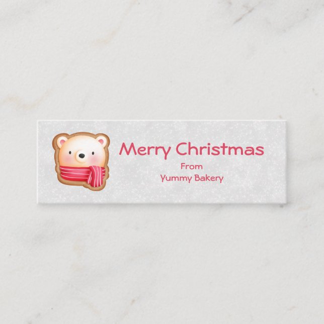 Cute Bear Ansikte Red Scarf & Rosy Cheeks jul Mini Visitkort (Framsida)