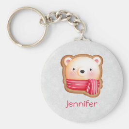 Cute Bear Ansikte Red Scarf & Rosy Cheeks jul Nyckelring