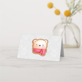 Cute Bear Ansikte Red Scarf & Rosy Cheeks jul Placeringskort