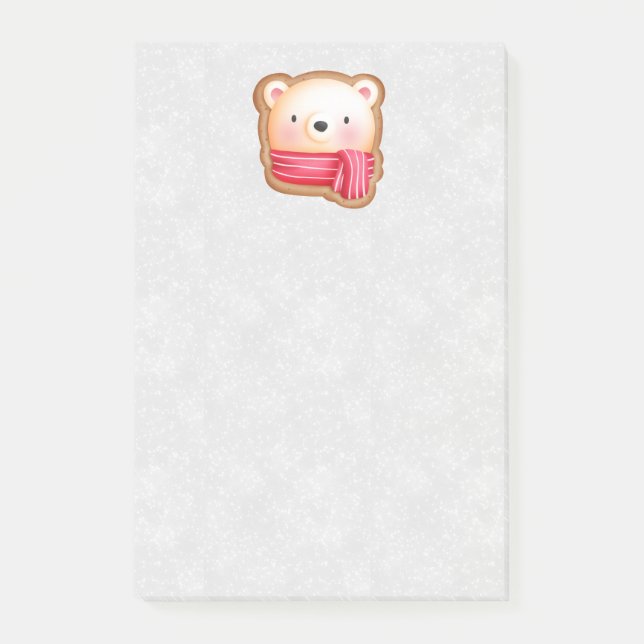 Cute Bear Ansikte Red Scarf & Rosy Cheeks jul Post-it Block (Framsida)