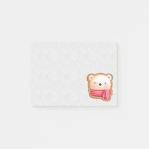 Cute Bear Ansikte Red Scarf & Rosy Cheeks jul Post-it Block