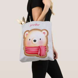 Cute Bear Ansikte Red Scarf & Rosy Cheeks jul Tygkasse